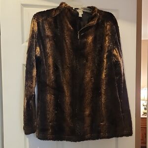 Chico's Dark Brown Faux Fur Teddy Jacket